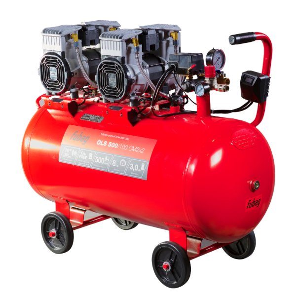 Компрессор воздушный безмасляный малошумный FUBAG OLS 500/100 CM2х2 + Набор пневмоинструмента (5 предметов) в ПОДАРОК в Тюмени фото