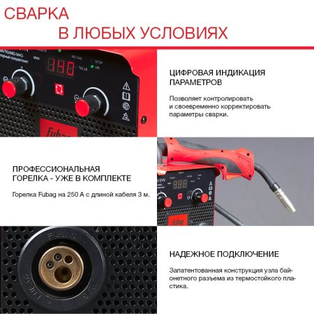 FUBAG Сварочный полуавтомат IRMIG 180 SYN с горелкой 250 А 3 м в комплекте в Тюмени фото
