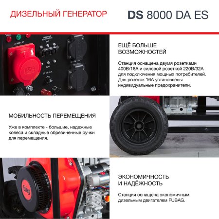 FUBAG Дизельный генератор (трехфазный) с электростартером и коннектором автоматики DS 8000 DA ES в Тюмени фото