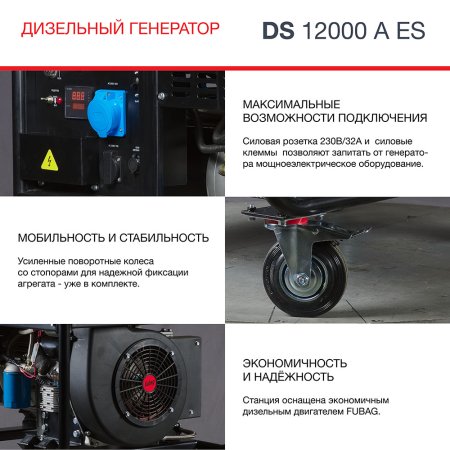 FUBAG Дизельный генератор с электростартером и коннектором автоматики DS 12000 A ES в Тюмени фото