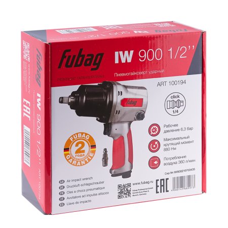 FUBAG Пневмогайковерт ударный IW900 1/2 дюйма в Тюмени фото